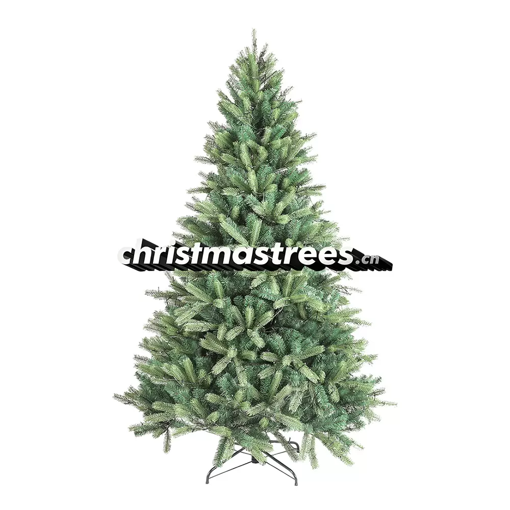 Light Green Flocked Artificial Spruce Christmas Tree, PVC/PE Blend, Soft Winter Holiday Decor M013