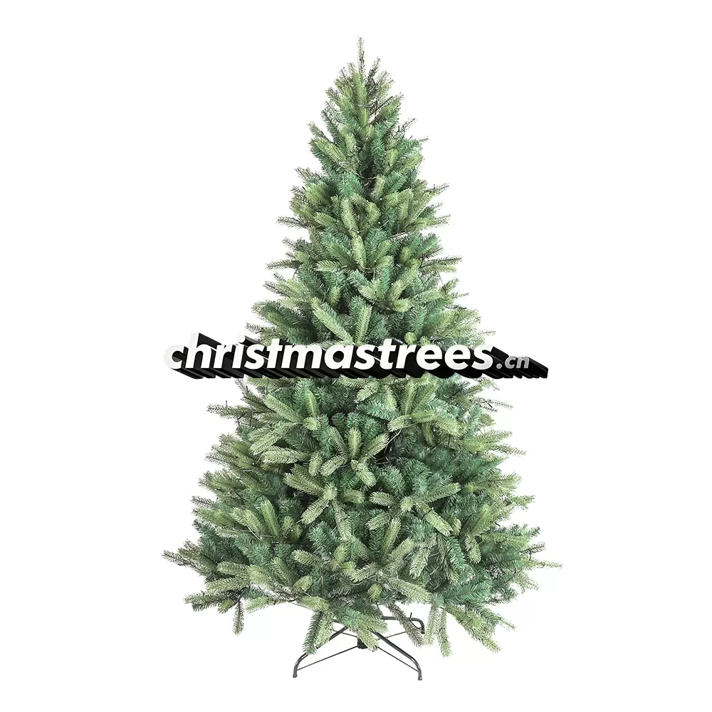 Soft Green Flocked Spruce Christmas Tree, PVC/PE Blend, Minimalist Winter Holiday Decor M019