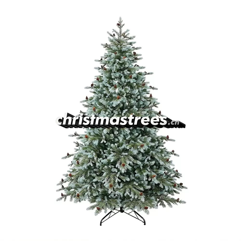 Light Green Flocked-Look PE Spruce Christmas Tree, Unlit Frosted Effect, Winter Holiday Decor P011