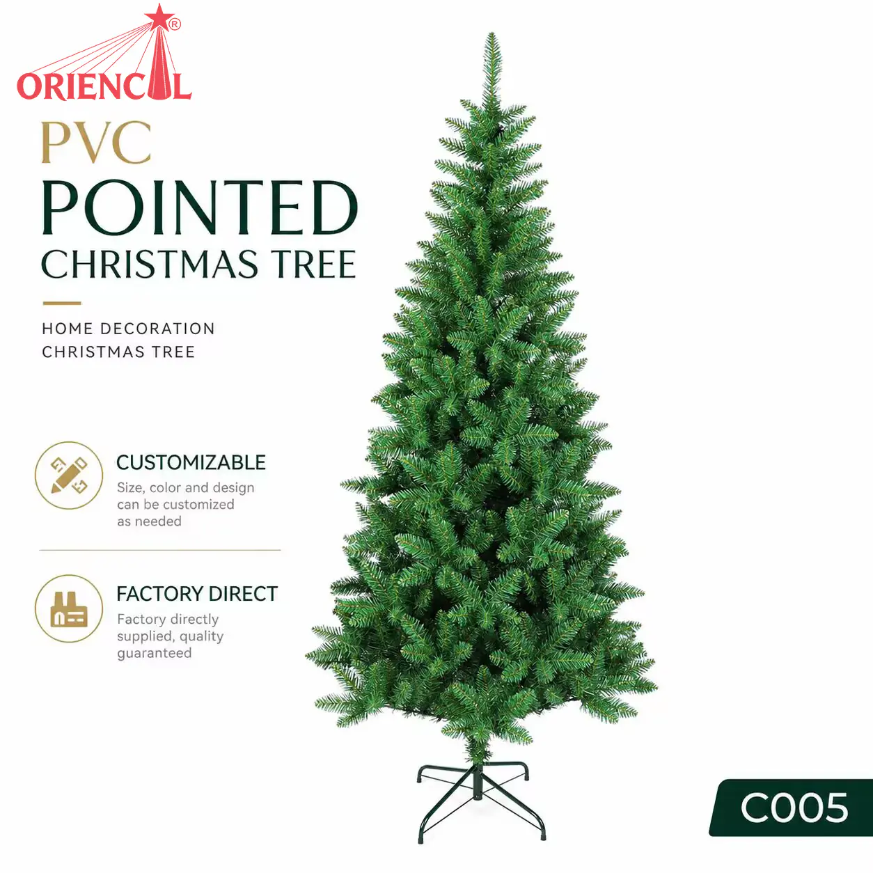 Full Unlit Artificial Spruce Christmas Tree, Thick Green Branches, Classic Home Decor C005