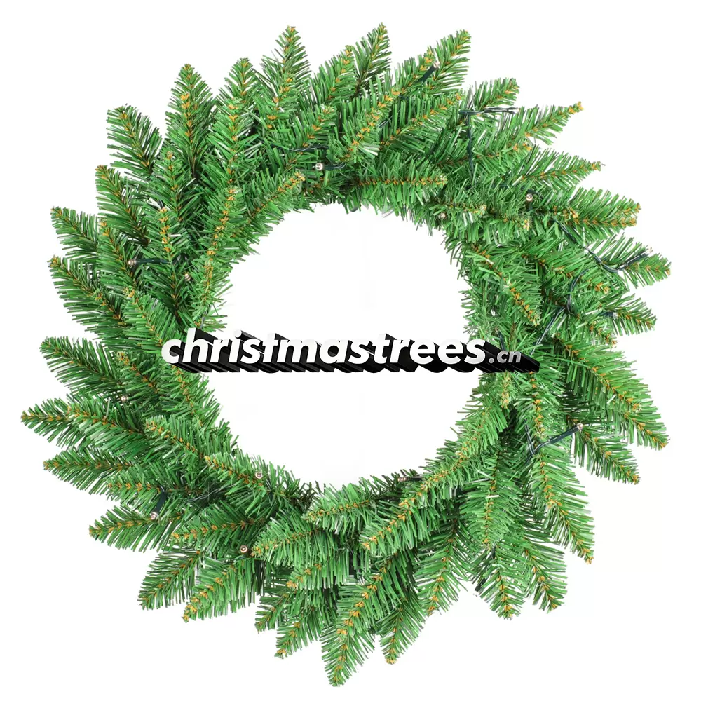 Unlit Artificial Pine Christmas Wreath, Green Evergreen Wreath for Front Door W001