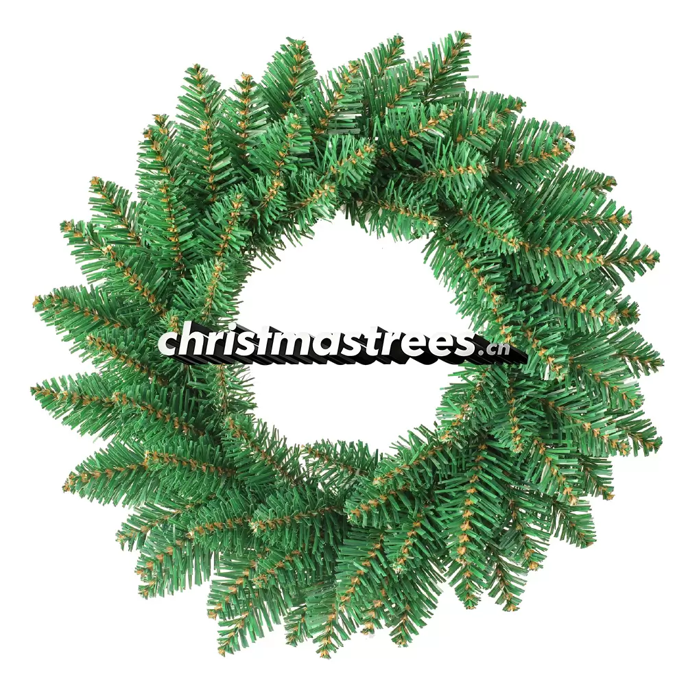 Unlit Full Green Christmas Wreath, Realistic Pine Branches, Classic Holiday Door Decor W002
