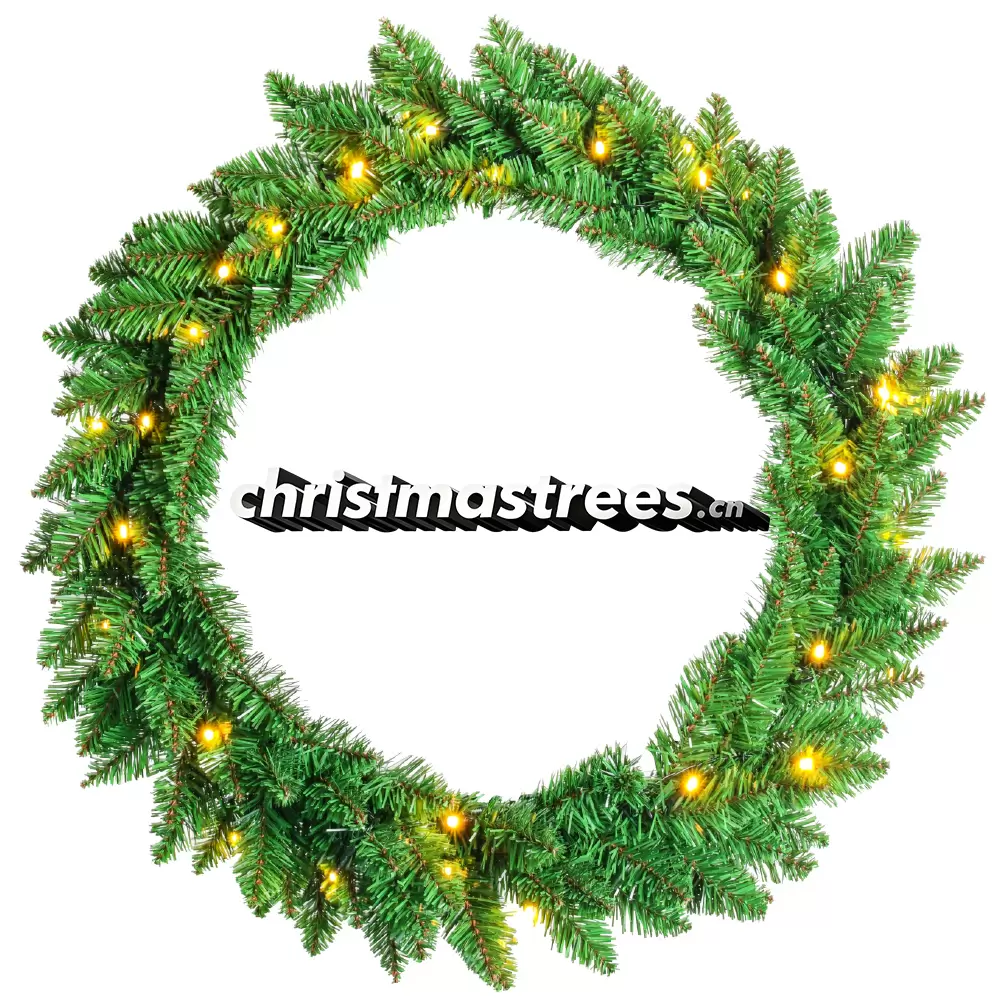 Green Christmas Wreath with Gold Berries, Unlit Evergreen, Glam Holiday Door Decor W008