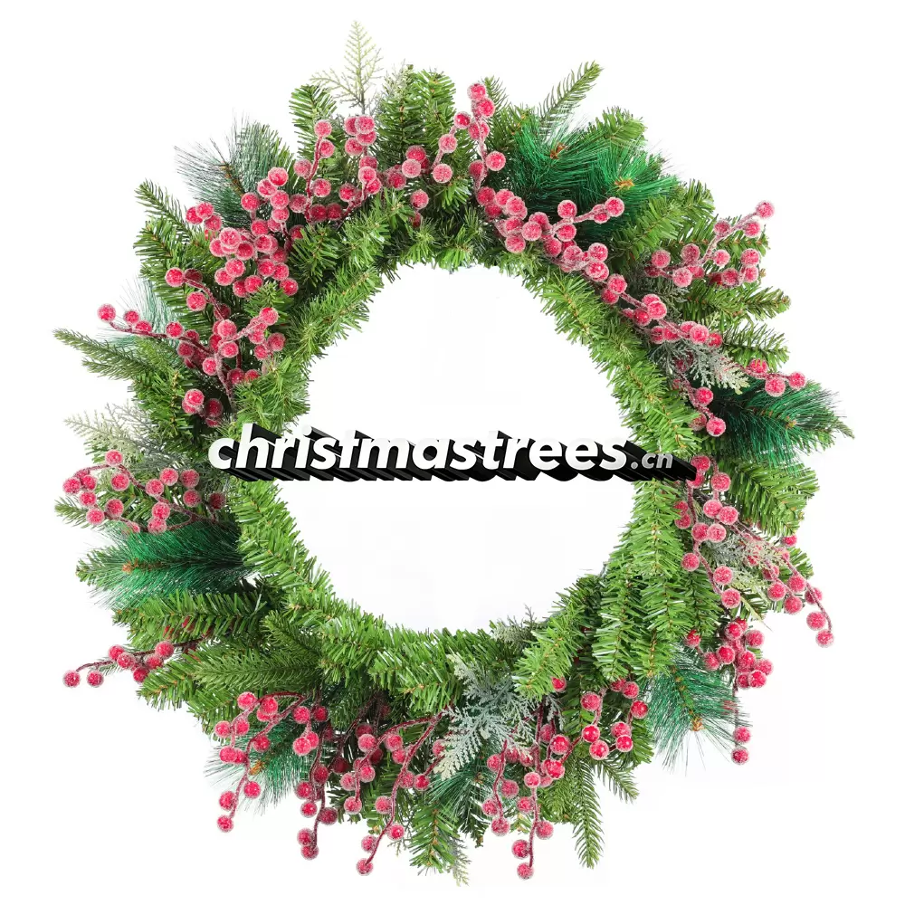 Pastel Pink Christmas Wreath with Floral Accents, Unlit Evergreen, Soft Holiday Decor W015