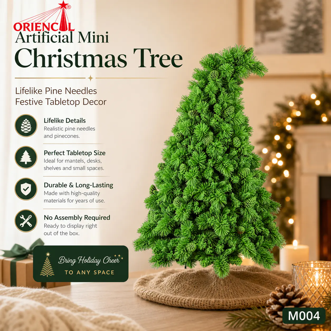 Whimsical Leaning Artificial Spruce Christmas Tree, Dense PE Foliage, Unique Festive Home Decor M004