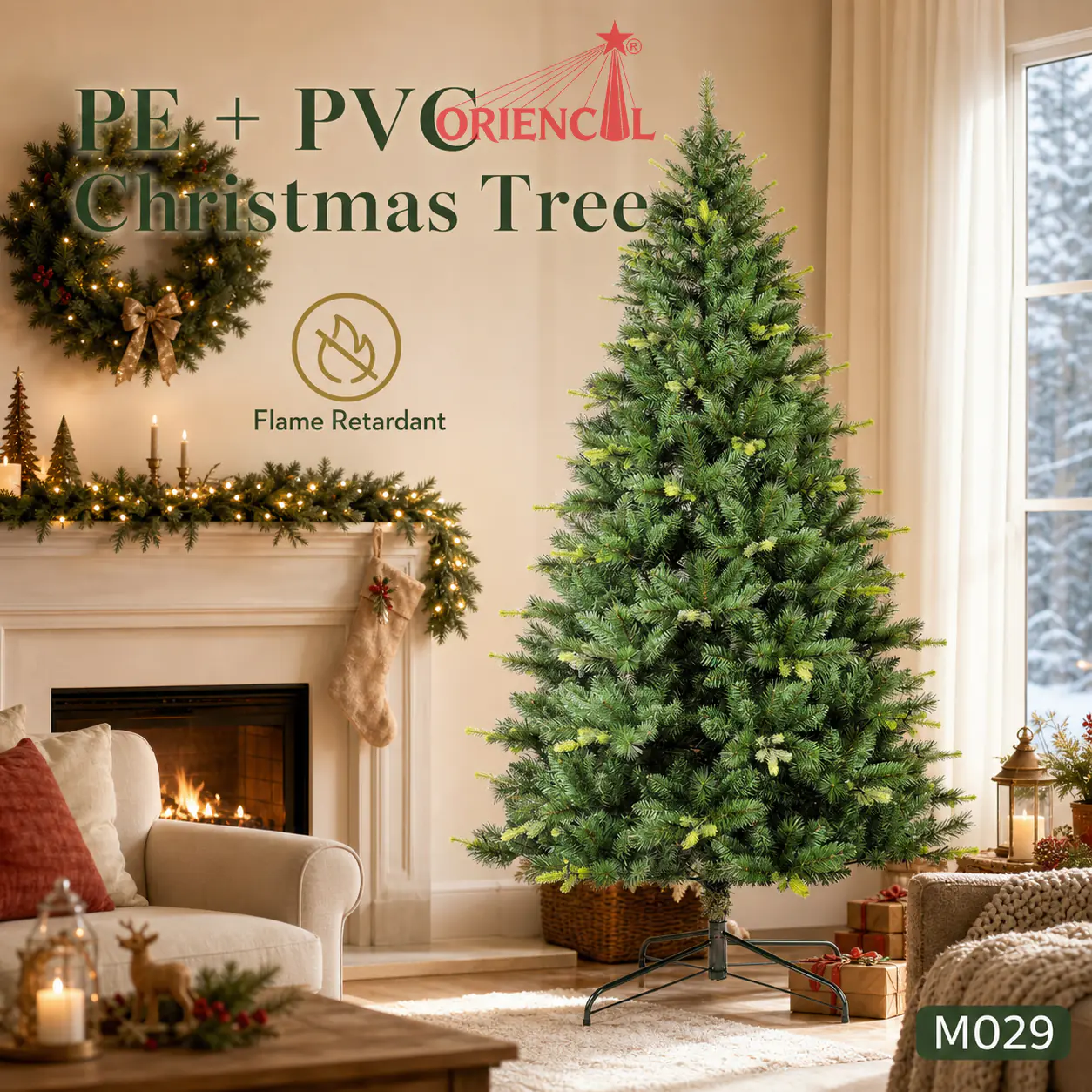 Classic Unlit Artificial Fir Christmas Tree, PVC/PE Blend, Green Evergreen for Family Holiday M029