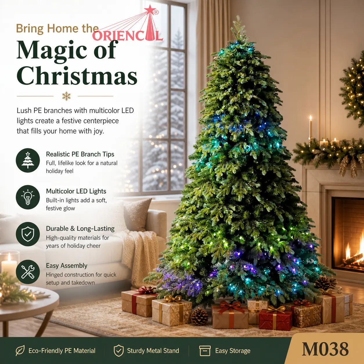 Colorful Flocked Pine Christmas Tree, Mixed Material Artificial Pine Tree, Ombre Pine Tree for Modern Decor, Unique Christmas Decoration M038