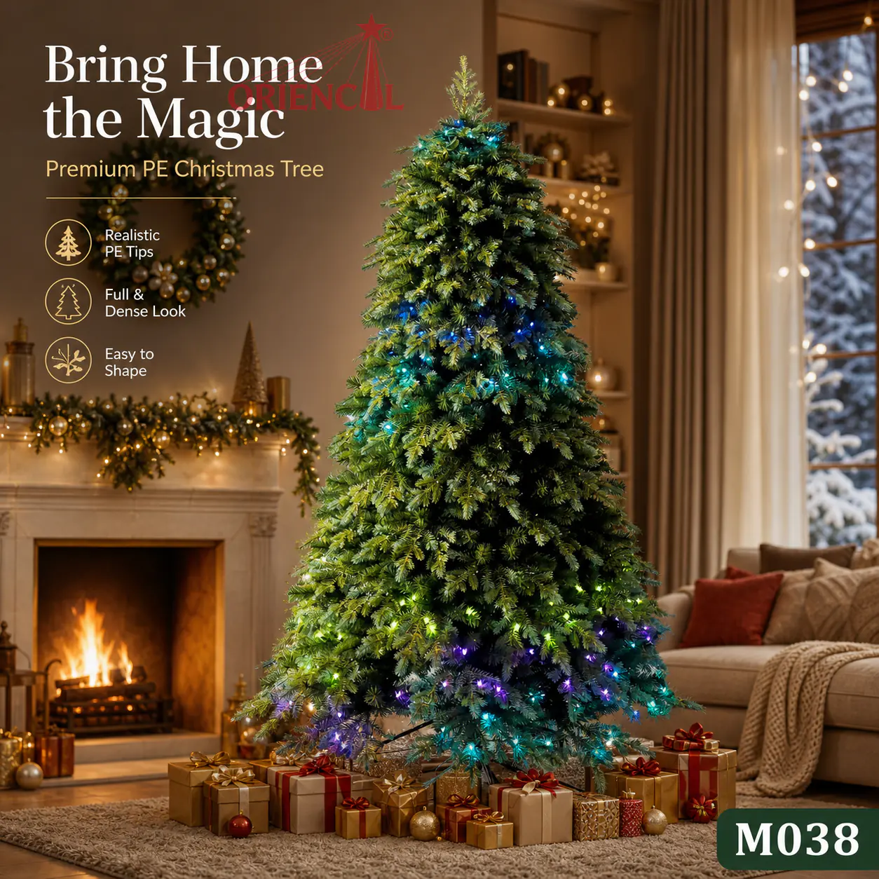 Colorful Flocked Pine Christmas Tree, Mixed Material Artificial Pine Tree, Ombre Pine Tree for Modern Decor, Unique Christmas Decoration M038