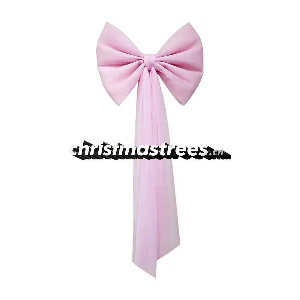 Light Pink Chiffon Bow, Elegant Long Streamer Bow for Wedding & Christmas Decor Q012