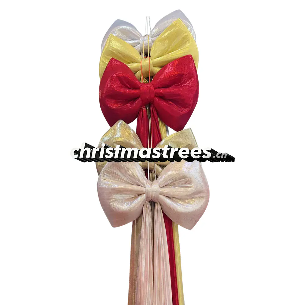Gold Red Pink Fabric Bow Set, Multi-Color Hanging Bows for Christmas Ornament Q014