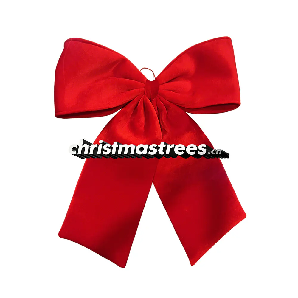 Red Velvet Christmas Bow, Plush Oversized Bow for Door & Window Decoration Q016