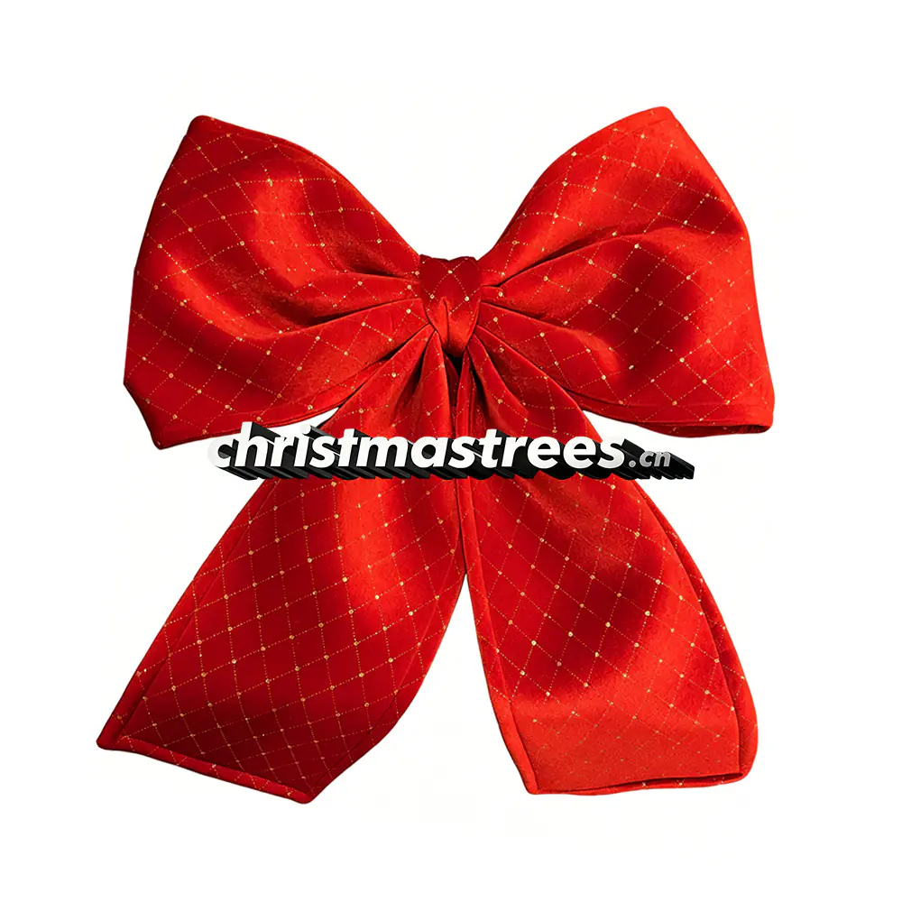 Red Velvet Bow with Gold Dots, Festive Oversized Bow for Christmas Decoration Q018