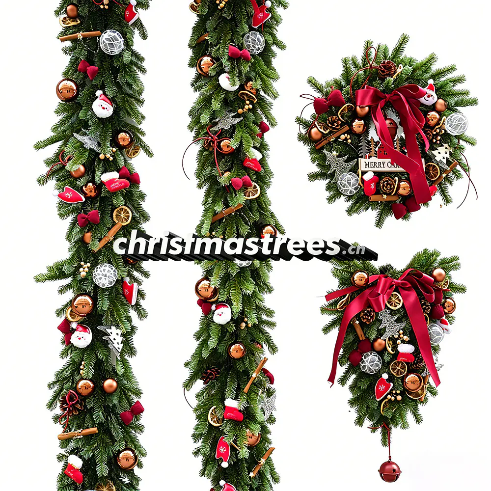 Traditional Red & Green Christmas Wreath & Garland Kit S005