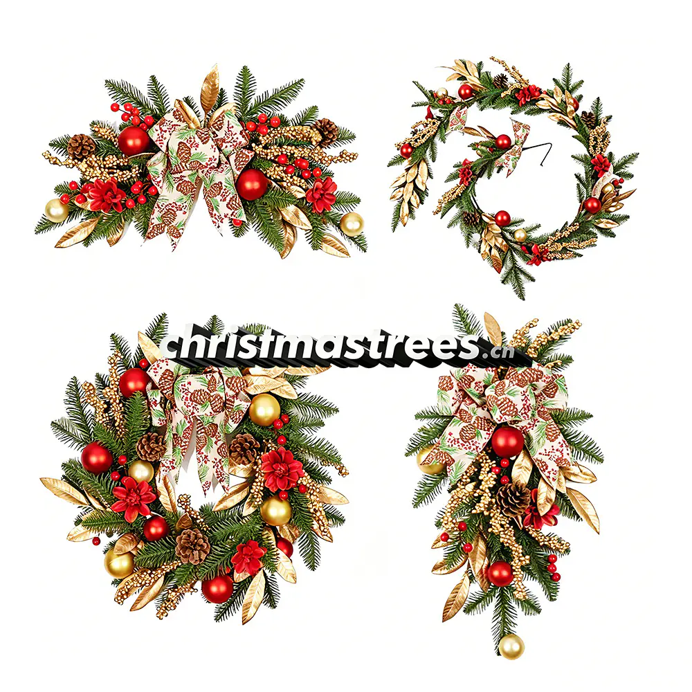 Red & Gold Berry Christmas Wreath, Garland & Swag Decor Kit S012