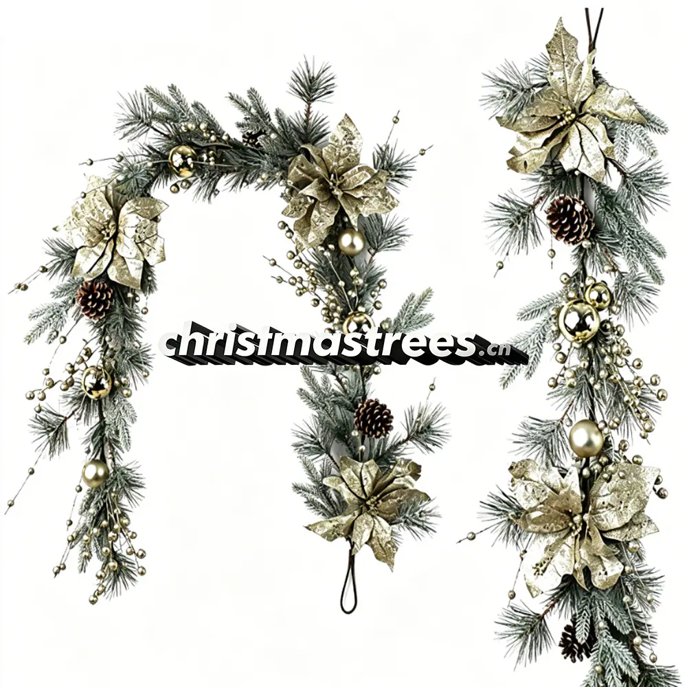 Silver & Gold Frosted Christmas Garland & Swag Set S023