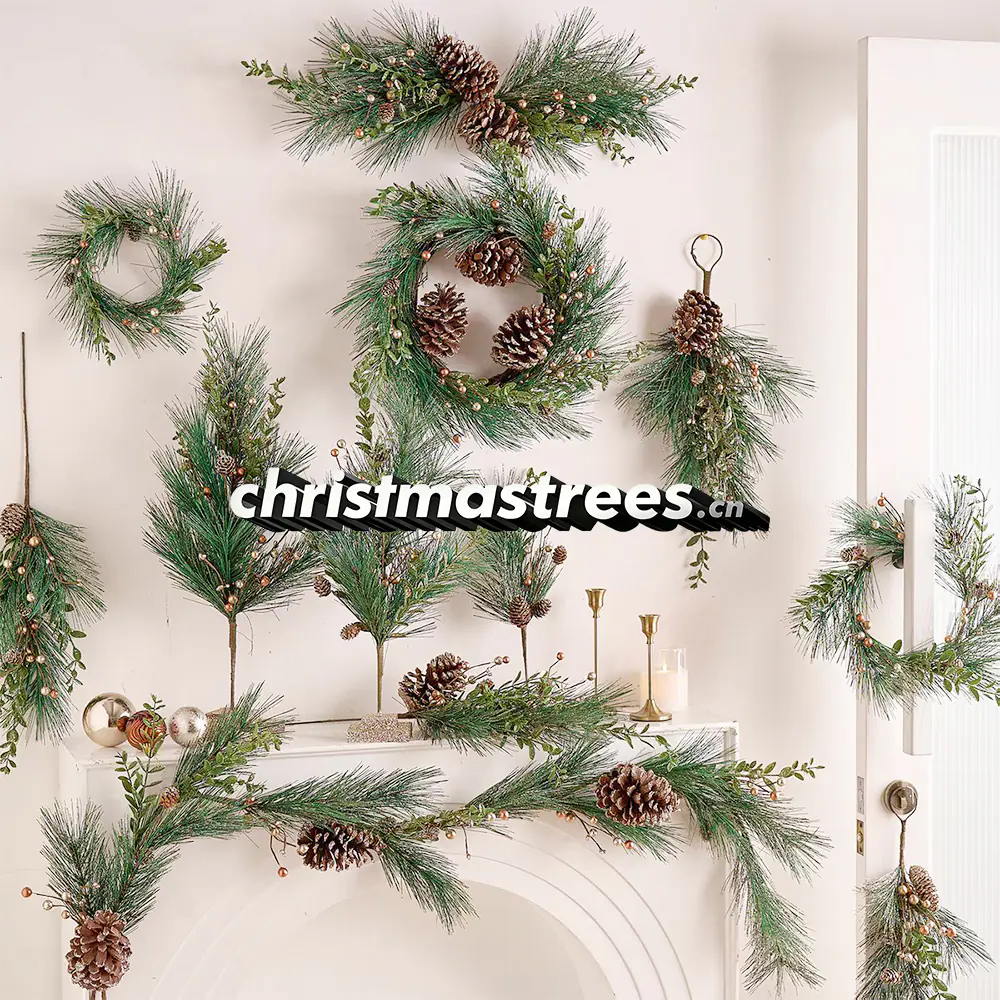 Natural Pine Cone Christmas Wreath & Garland Set S025