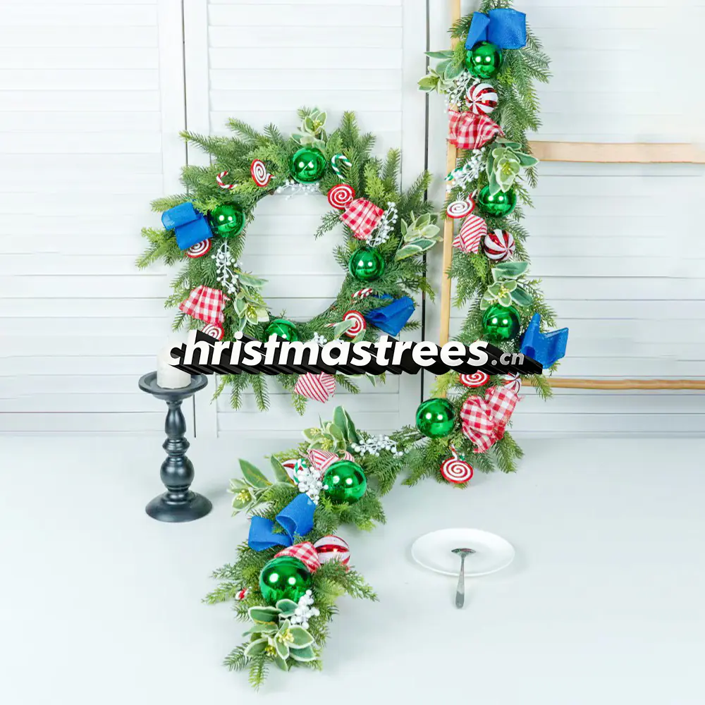 Colorful Bauble Christmas Wreath & Garland Decor Kit S034