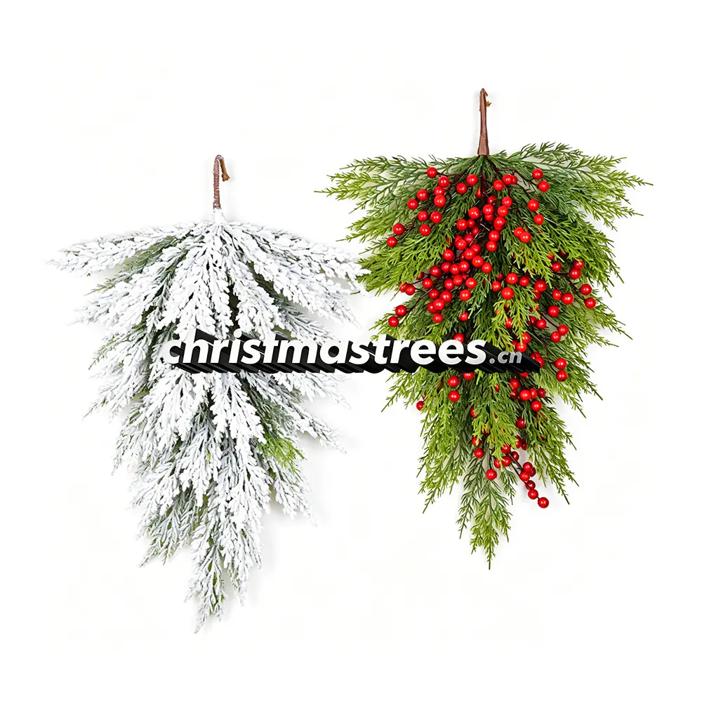 Frosted & Red Berry Christmas Swag Door Decor Set S036