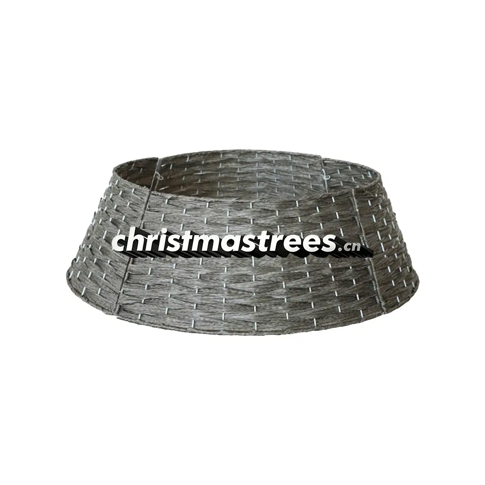 Weathered Grey Woven Christmas Tree Collar, Farmhouse Style Tree Stand Cover S039