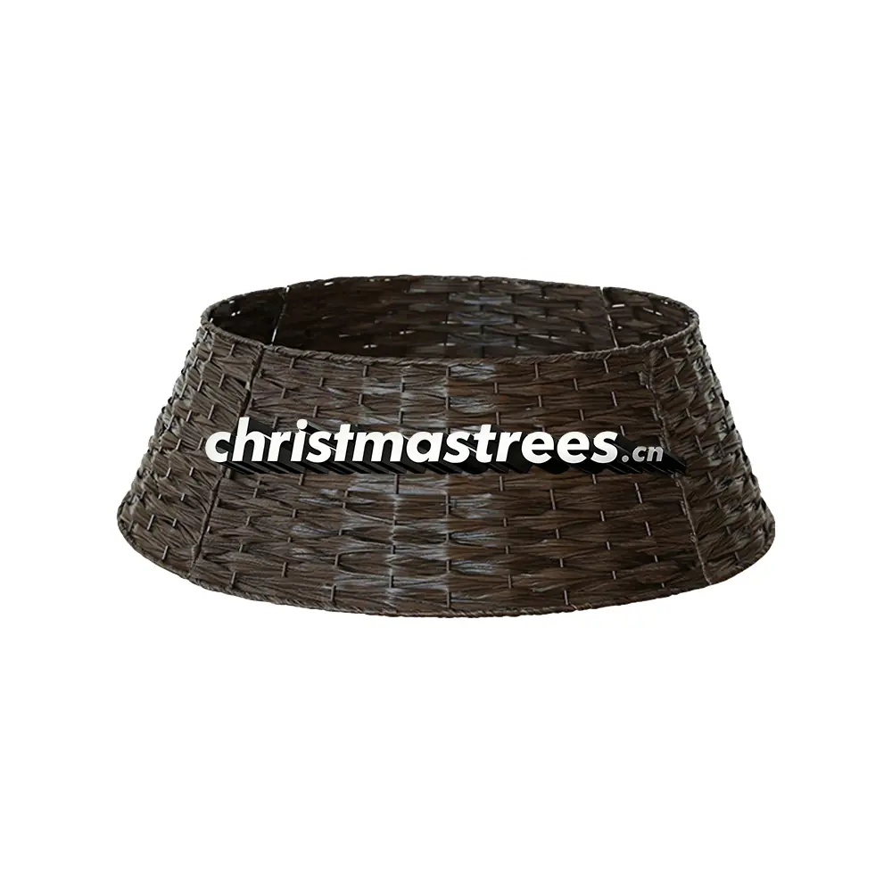 Dark Brown Espresso Woven Christmas Tree Collar, Wicker Tree Base Ring S040