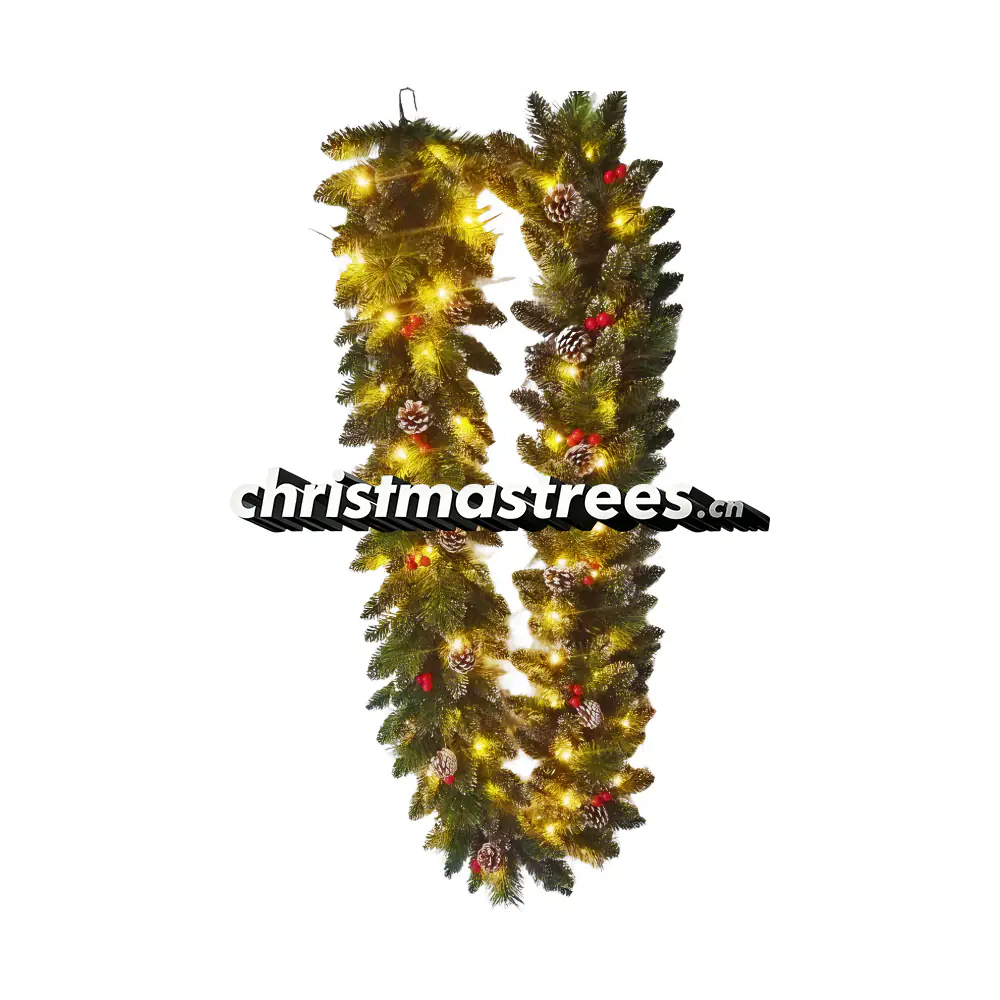 Pre-lit Christmas Pine Garland with Warm White LED Lights, Battery Operated, Holiday Home Decor G012