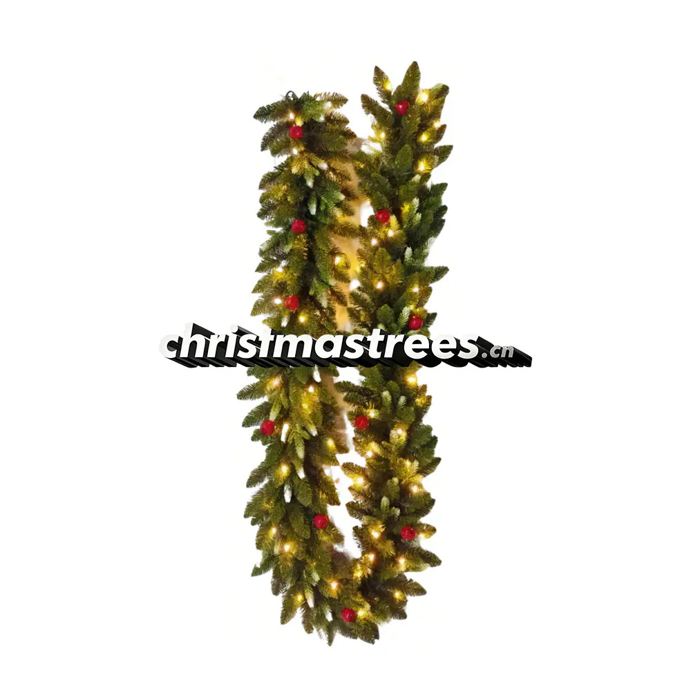 Pre-lit Traditional Christmas Pine Garland with Warm Lights, Indoor Holiday Decoration G016