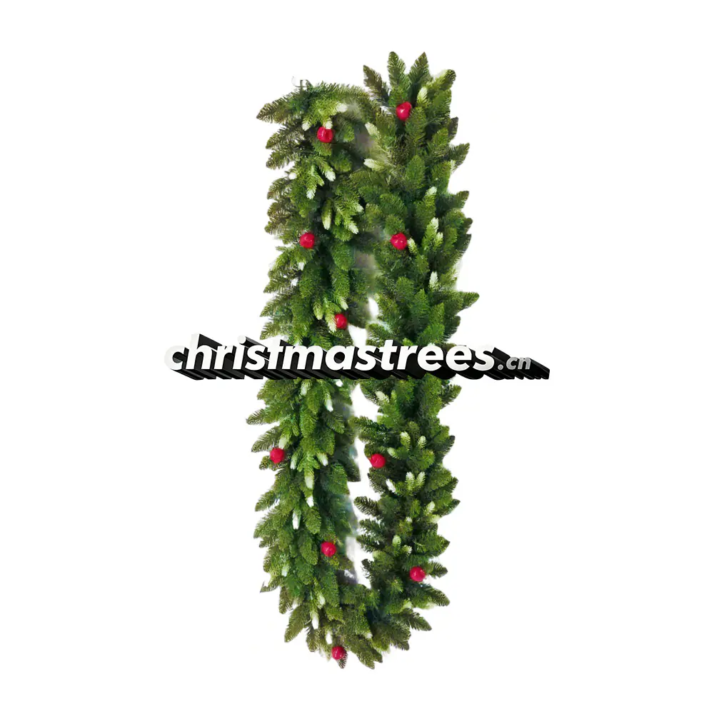 Unlit Artificial Christmas Pine Garland with Red Berries, Lush Greenery for Holiday Decor G017