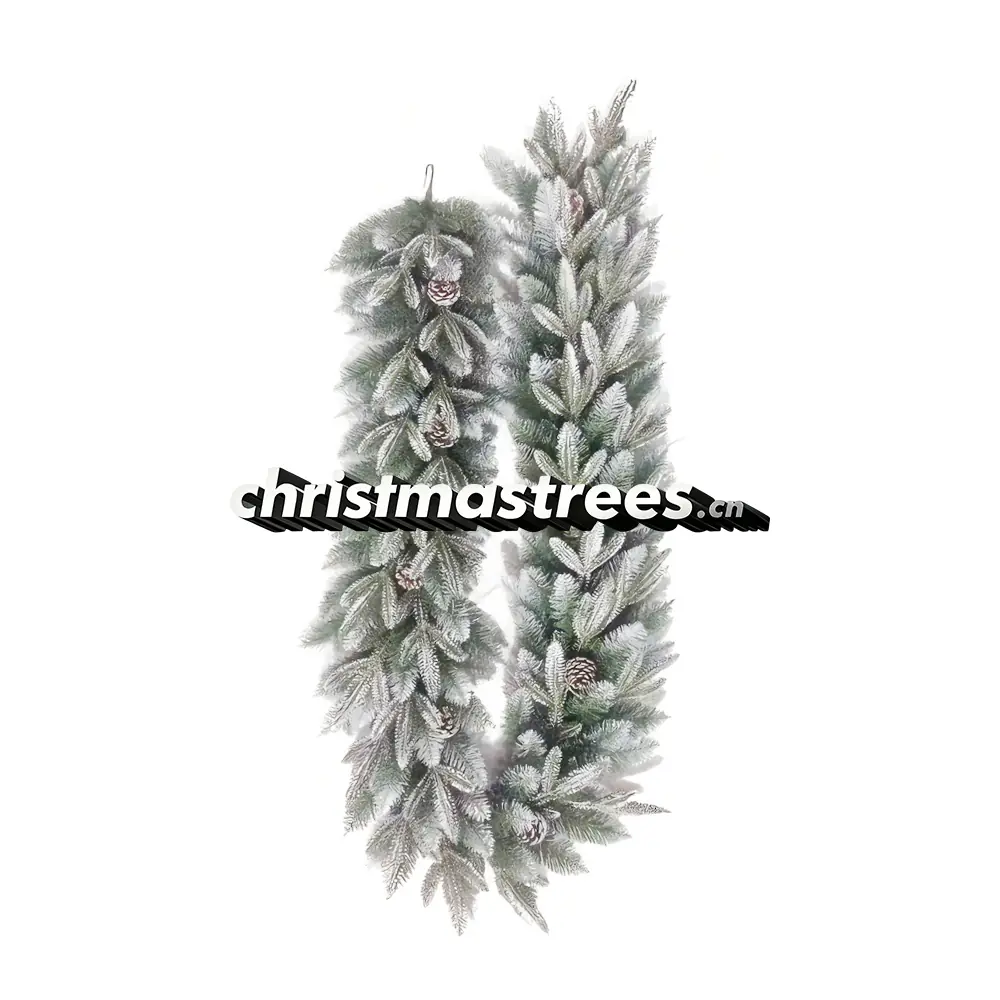 Flocked White Pine Christmas Garland, Unlit, Snowy Artificial Greenery for Winter Decor G018