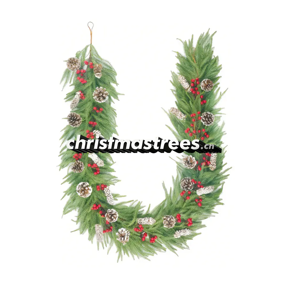 Natural Pine Christmas Garland with Pinecones & Silver Accents, Unlit G028