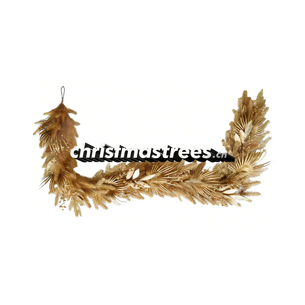 Gold Feather Christmas Garland, Boho Neutral Holiday Decor, Unlit G037