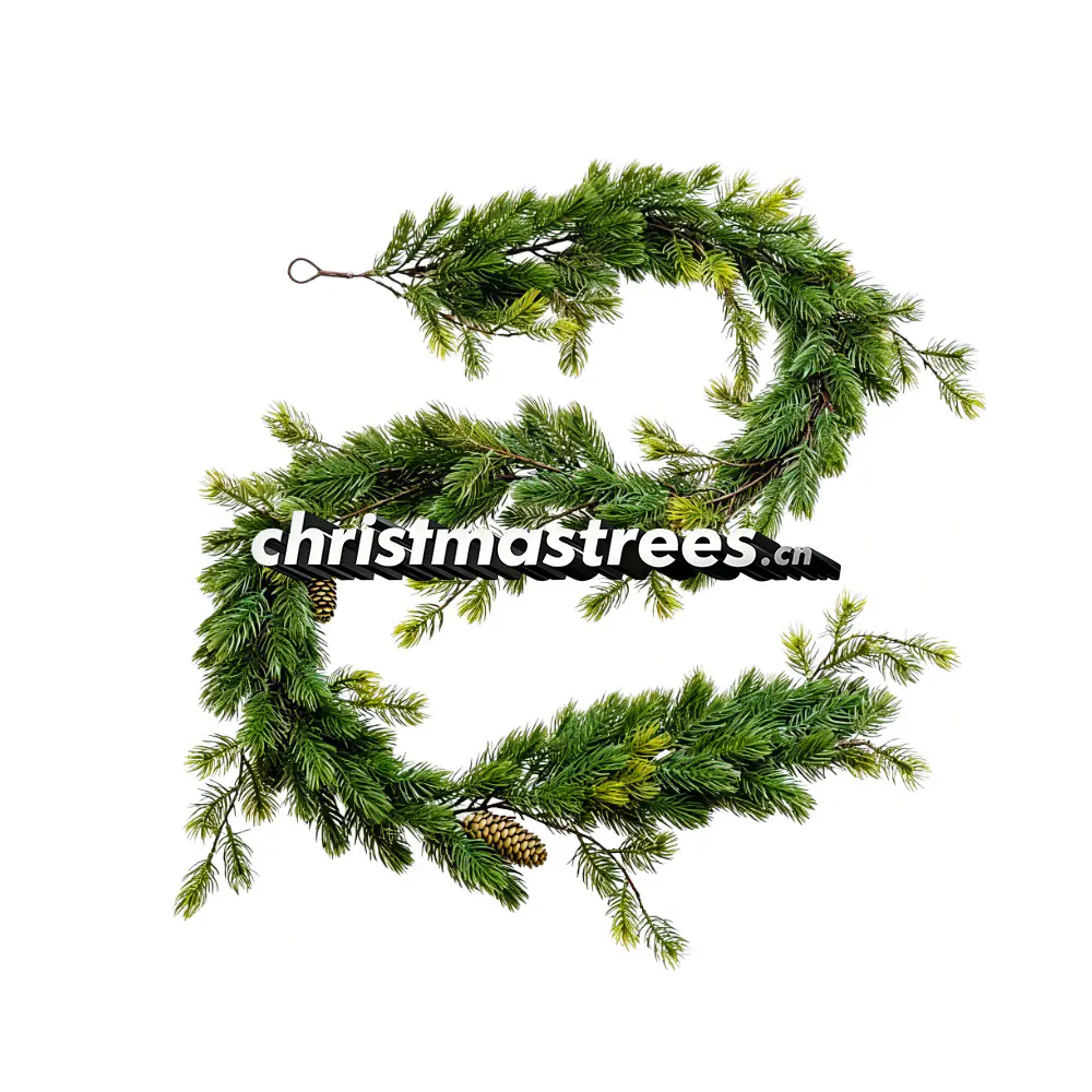 Natural Pine Christmas Garland with Pinecones, Rustic Unlit Greenery G059