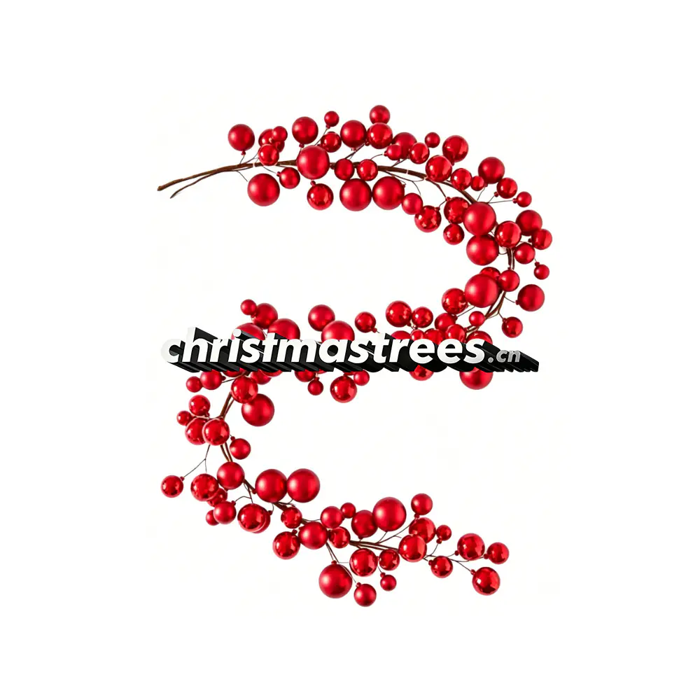 Artificial Red Berry Christmas Garland, No Greenery, Rustic Winter Decor G064
