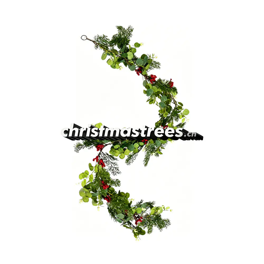 Artificial Ivy Christmas Garland with Red Berries, Fresh Greenery for Holiday G066