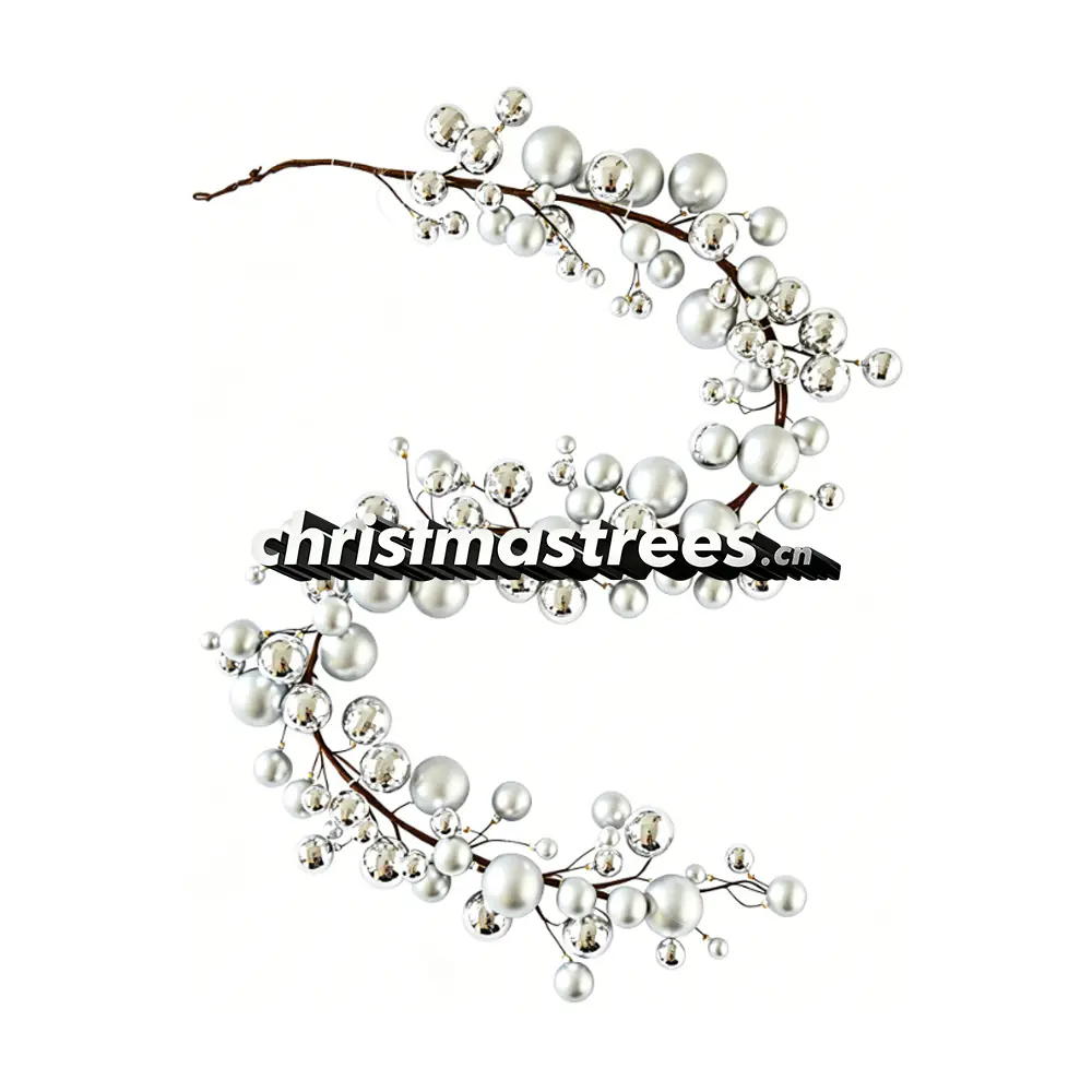 Silver Pearl Christmas Garland, Elegant Neutral Holiday Decor, No Greenery G068