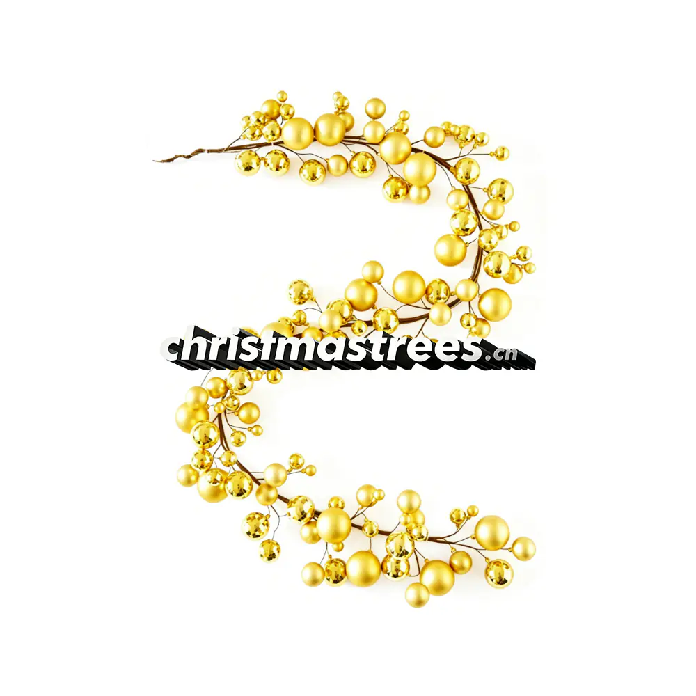 Gold Berry Christmas Garland, Elegant Neutral Holiday Decor, No Greenery G070