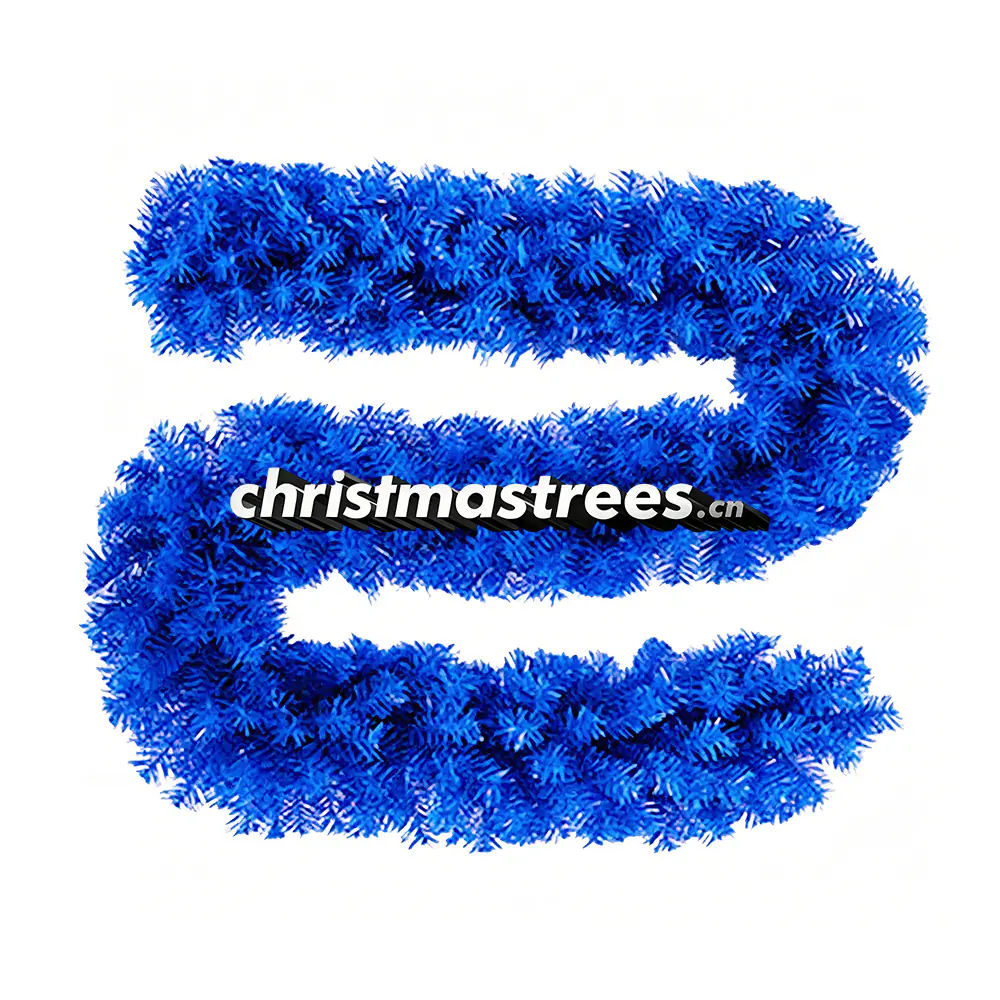 Vibrant Blue Christmas Pine Garland, Unlit, Unique Holiday Decor G072