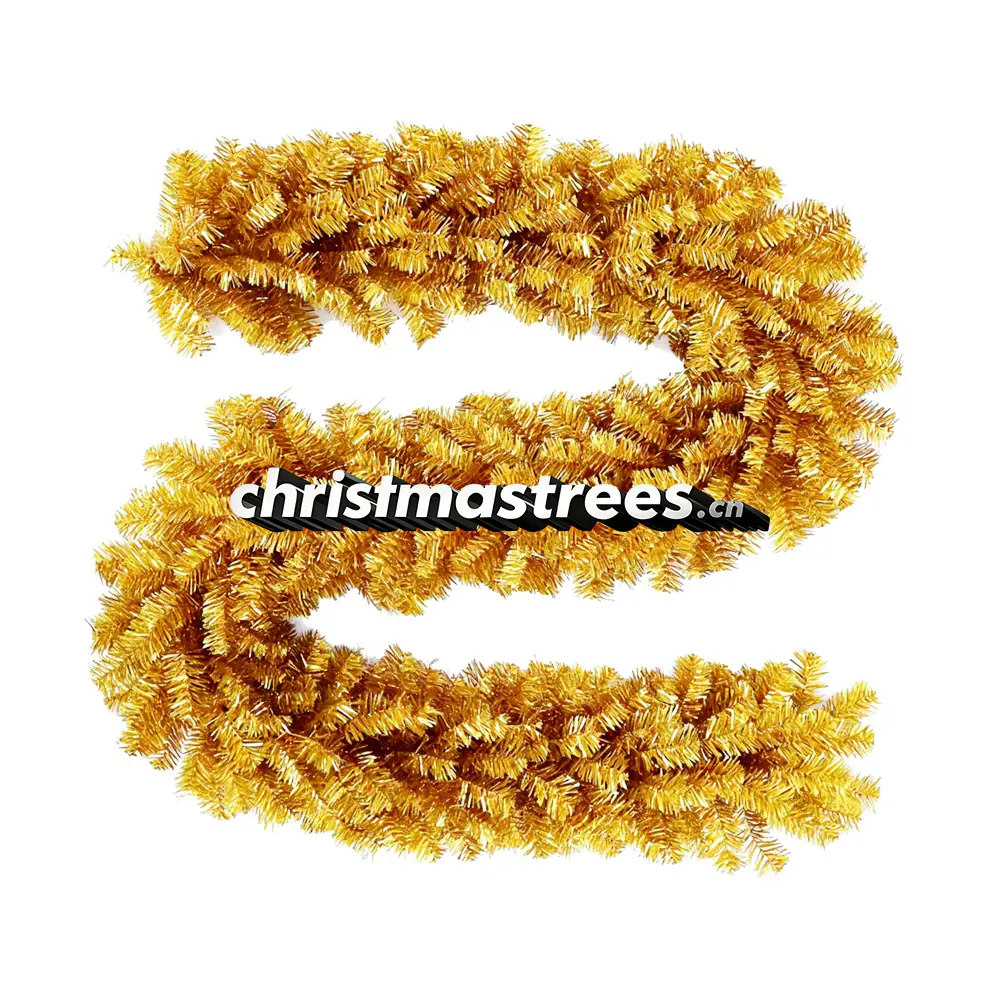 Shiny Gold Christmas Pine Garland, Unlit, Festive Holiday Decor G073
