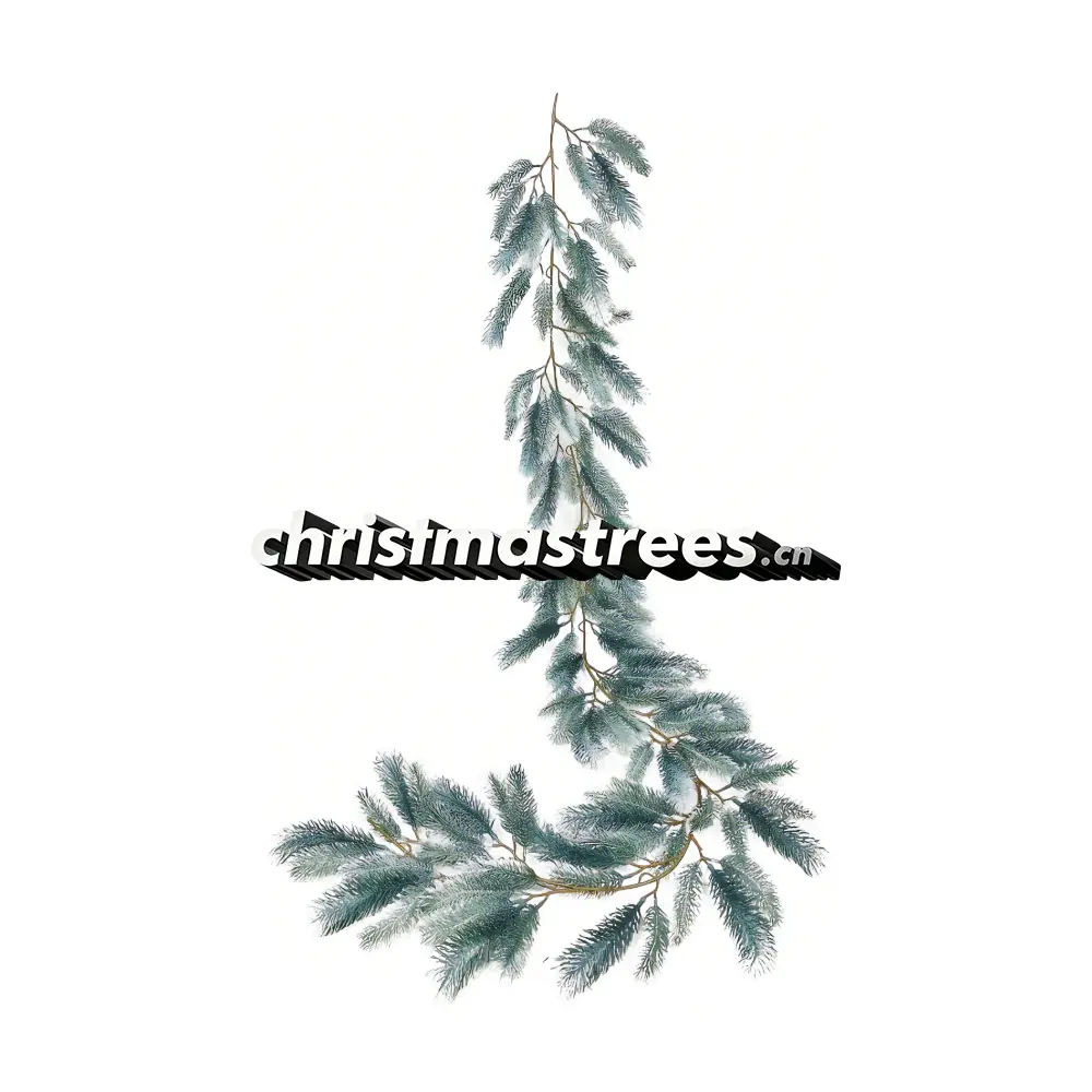 Frosted Blue-Green Pine Christmas Garland, Unlit, Cool Tone Greenery G082