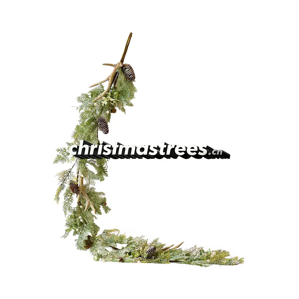 Dried Pinecone Christmas Garland with Natural Branches, Rustic Woodland Style G086