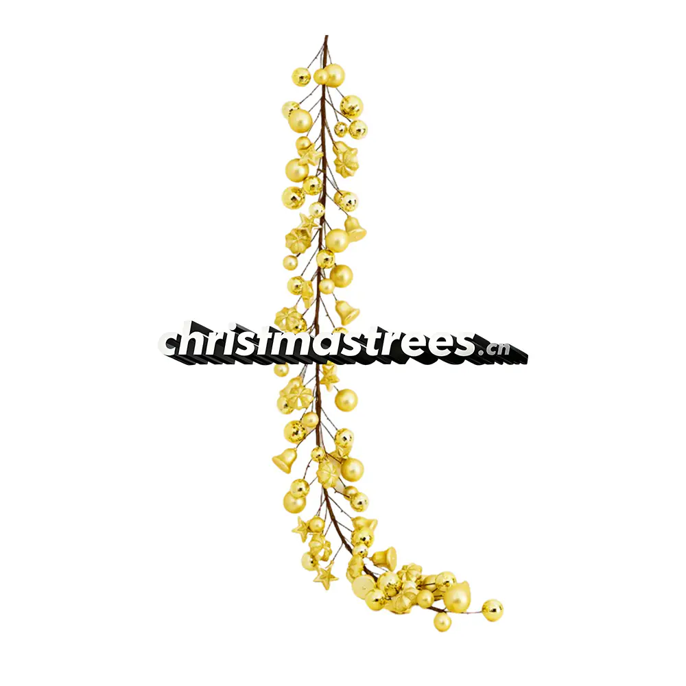Gold Berry Christmas Garland, Elegant Neutral Holiday Decor, No Greenery G087