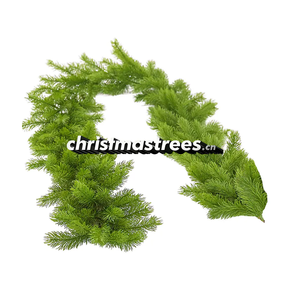 Lush Light Green Artificial Pine Christmas Garland, Unlit, Undecorated G088