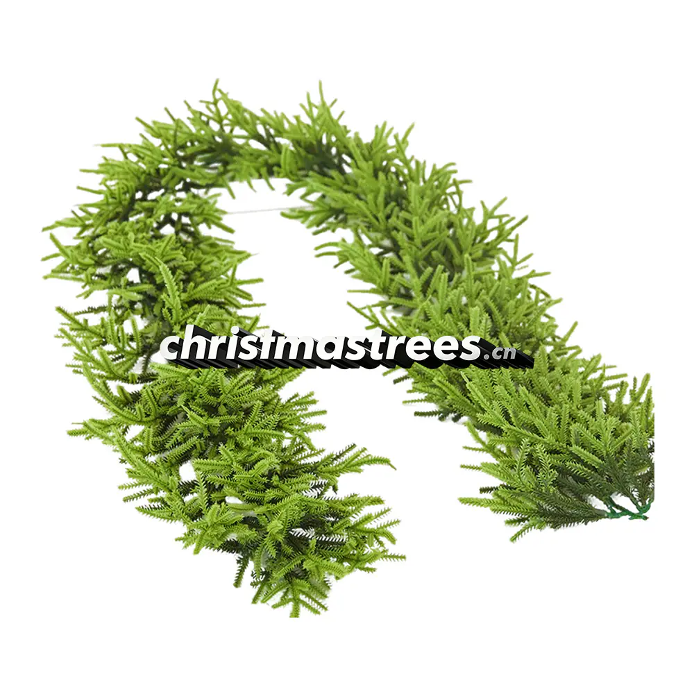 Bright Green Artificial Pine Christmas Garland, Unlit, Vivid Holiday Greenery G090