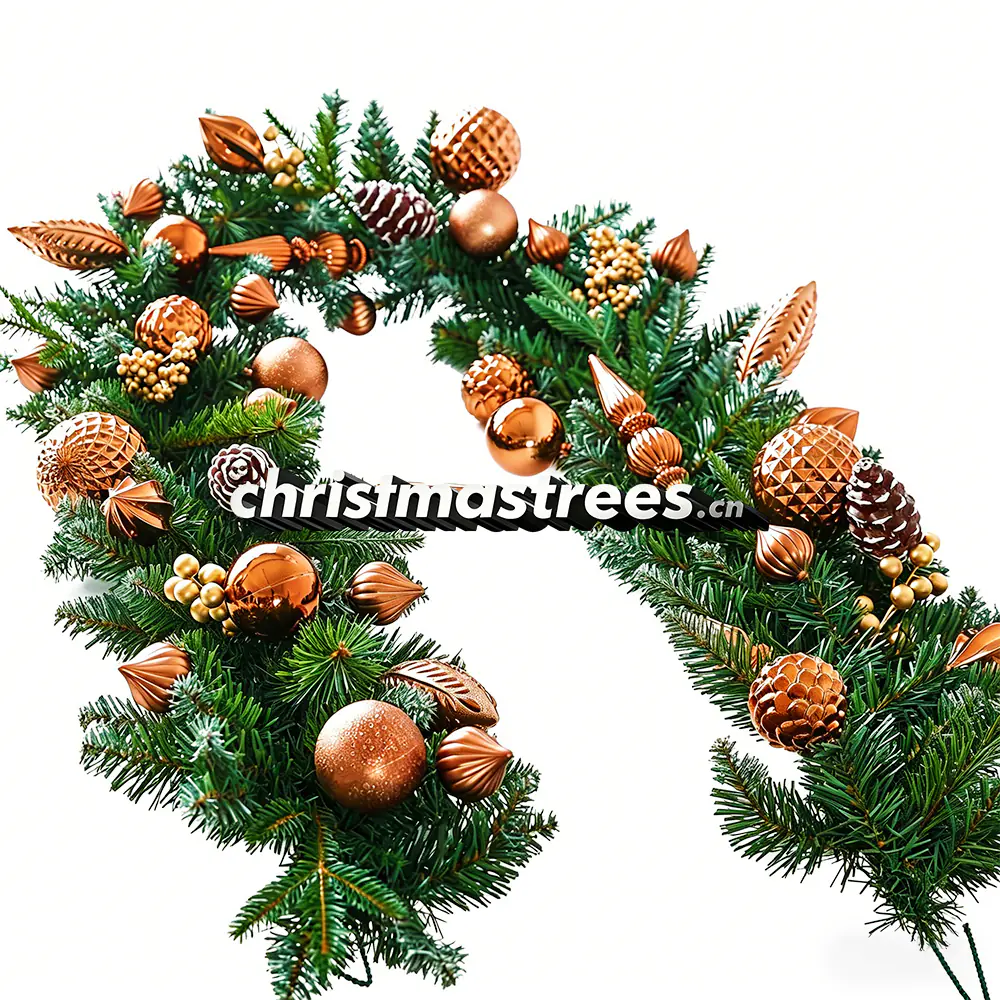 Christmas Garland with Pinecones & Orange Ornaments, Rustic Farmhouse Style G092
