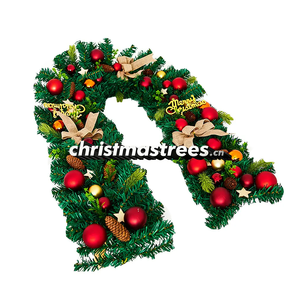 Red & Gold Decorated Christmas Garland with Ornaments & Bows, Traditional Holiday Decor G095