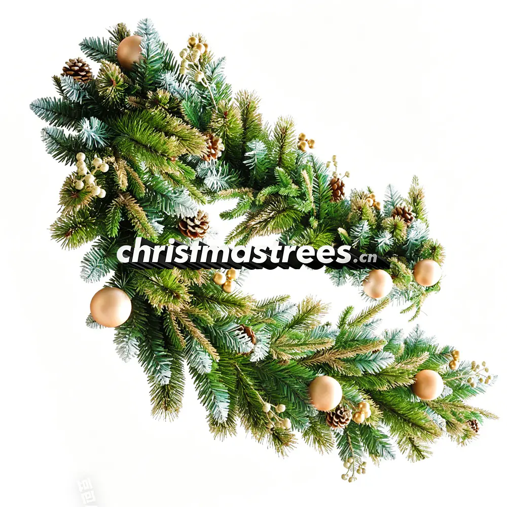 Artificial Pine Christmas Garland with Champagne Ornaments, Neutral Luxury Decor G101