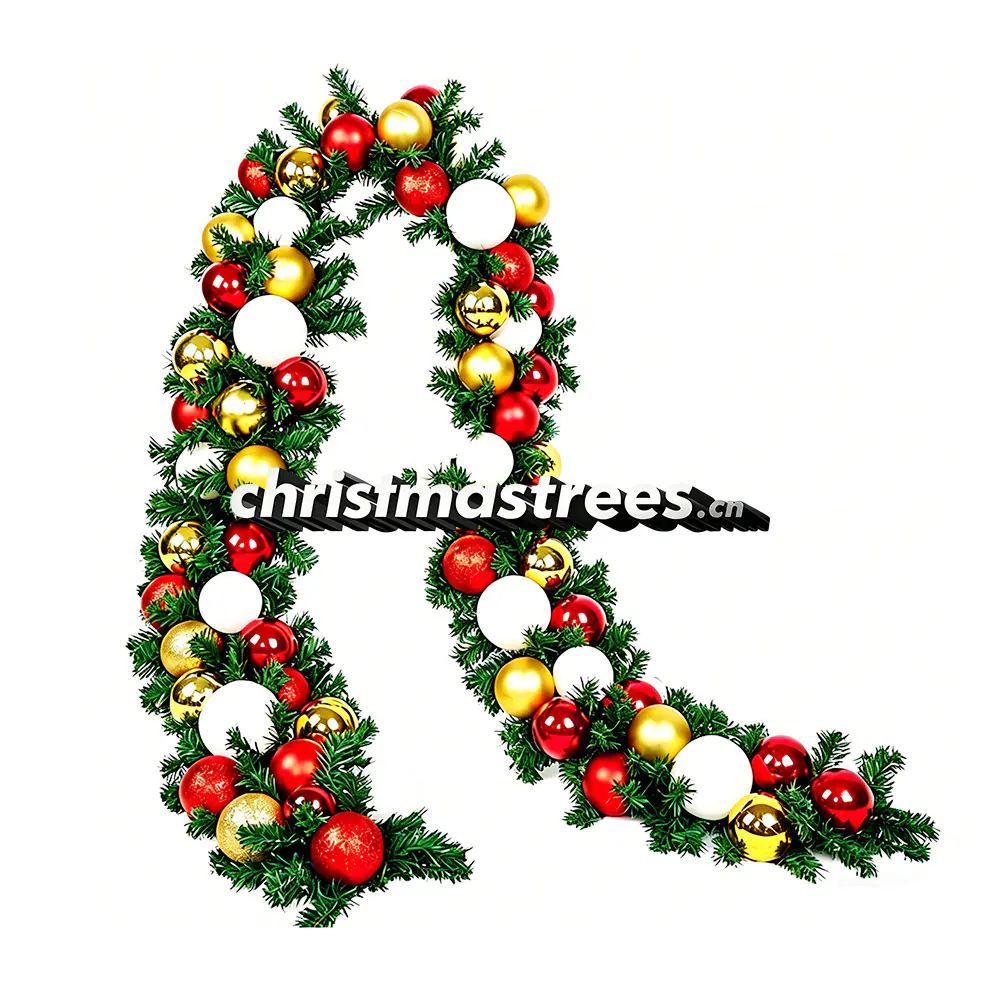 Red and Gold Christmas Garland with Ornaments, Traditional Holiday Decor G106
