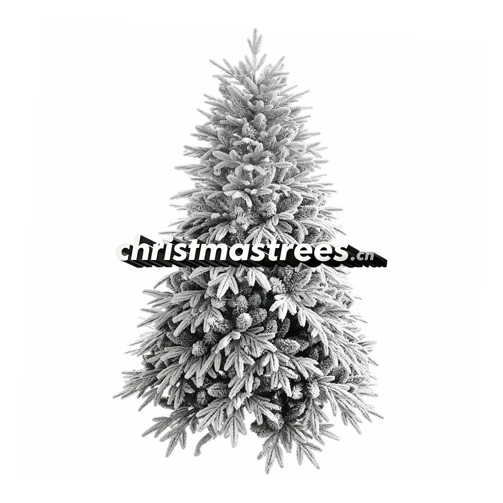 Premium Flocked Artificial Christmas Tree - Full White Snowy Pine, Unlit, for Holiday Decoration F028