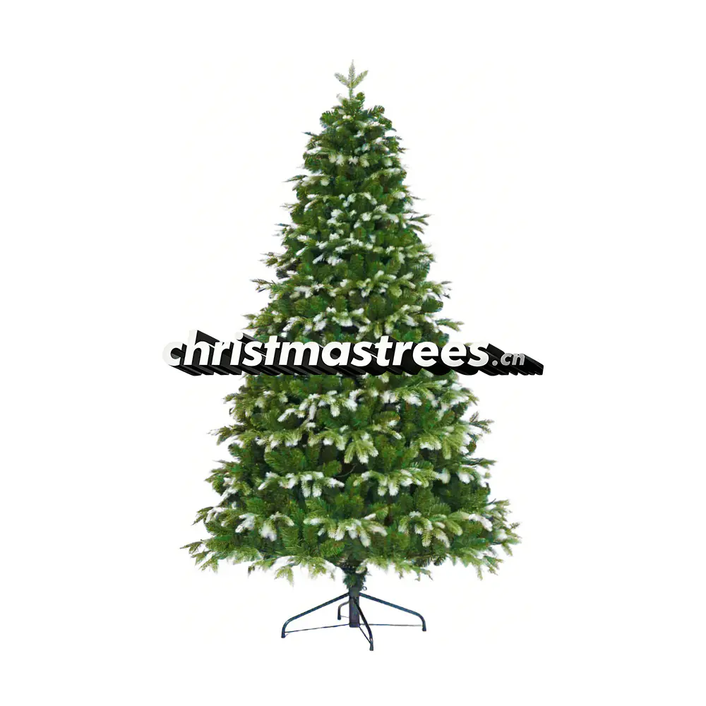 Unlit Flocked Artificial Christmas Tree, Full Green with Snowy Tips, Winter Wonderland Style M041